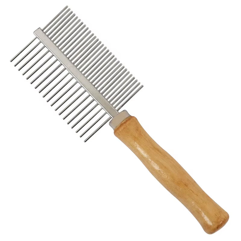 Pet Hair Grooming Accessories Wooden Handle Cat Dog Hair Comb Stainless Steel Pet Massage Hair Trimmer Comb Easy Cleaning Brush