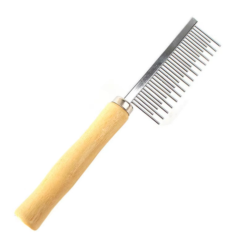 Pet Hair Grooming Accessories Wooden Handle Cat Dog Hair Comb Stainless Steel Pet Massage Hair Trimmer Comb Easy Cleaning Brush